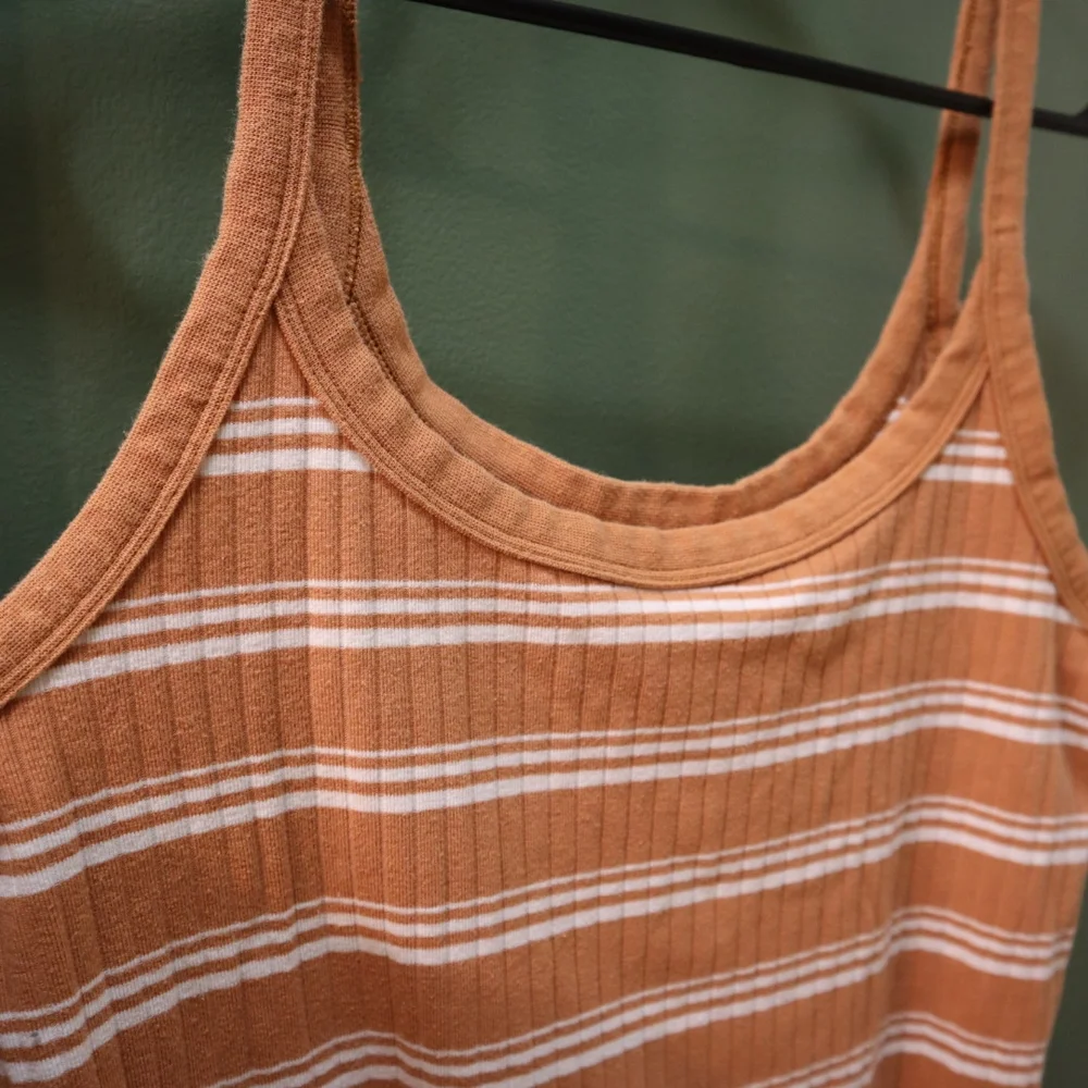 SOLD**Aerie Striped Orange and White Women's Tank Top - Picture 5 of 6